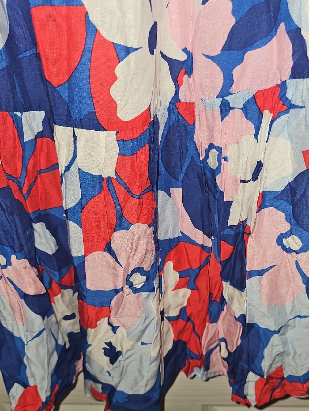 Draper James Navy Red Pink Floral Tiered Maxi Skirt Sixe XL - Picture 2 of 4